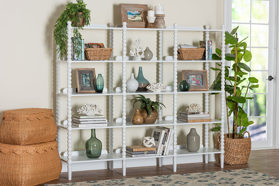 Baxton Studio Lucera Bobbin 5-Tier Display Shelf, White