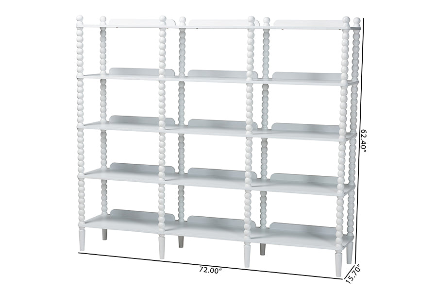 Baxton Studio Lucera Bobbin 5-Tier Display Shelf, White