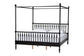 Baxton Studio Callison Spindle Canopy Bed - Turned Farmhouse Bed Frame with Spoked Headboard and Sculpted Legs, Black, King