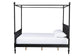 Baxton Studio Callison Spindle Canopy Bed - Turned Farmhouse Bed Frame with Spoked Headboard and Sculpted Legs, Black, King