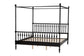 Baxton Studio Callison Spindle Canopy Bed - Turned Farmhouse Bed Frame with Spoked Headboard and Sculpted Legs, Black, King