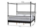 Baxton Studio Callison Spindle Canopy Bed - Turned Farmhouse Bed Frame with Spoked Headboard and Sculpted Legs, Black, King