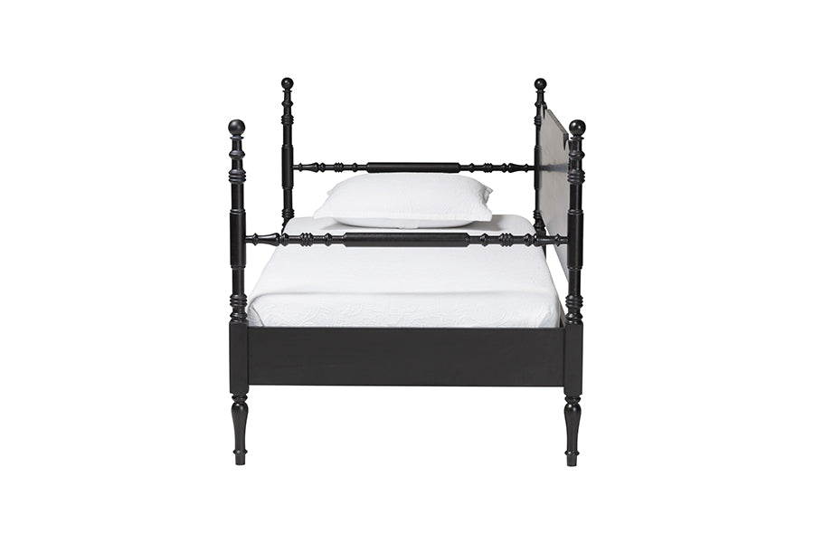 Baxton Studio Gaetano Wood Daybed with Turned Spindle Post, Black, Twin