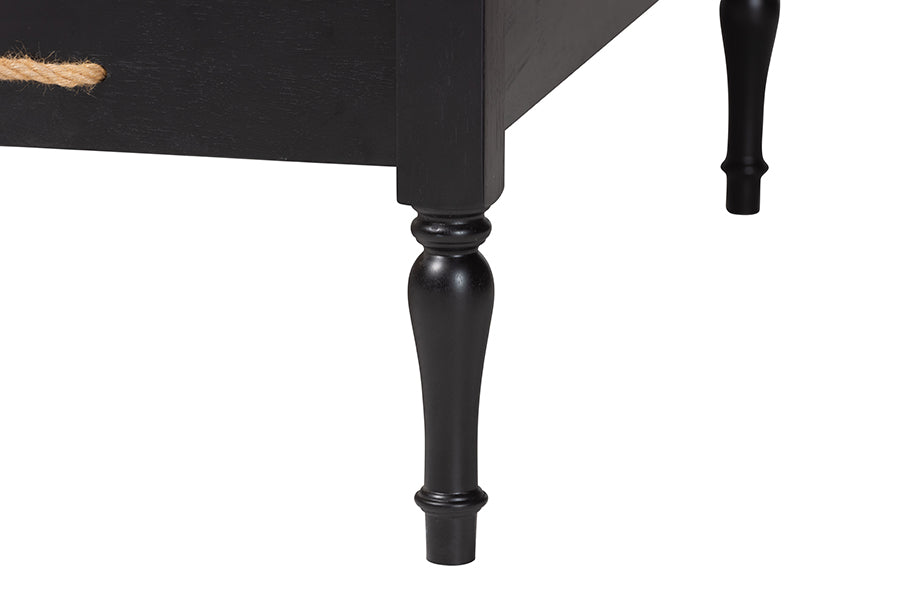 Baxton Studio Gaetano Wood Daybed with Turned Spindle Post, Black, Twin