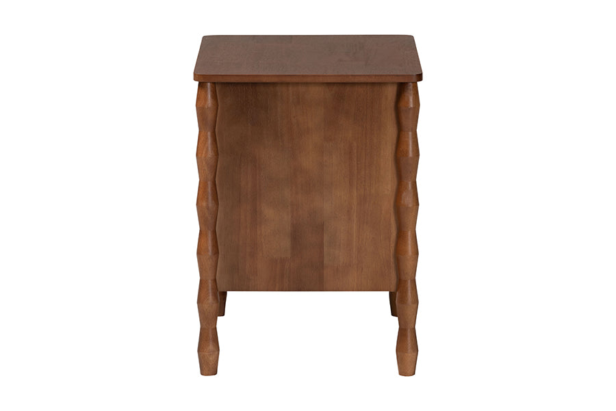 Baxton Studio Seamus 2-Drawer Nightstand with Carved Bobbin Frame
