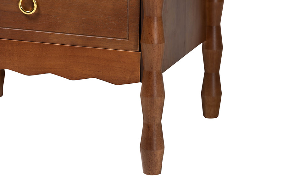 Baxton Studio Seamus 2-Drawer Nightstand with Carved Bobbin Frame