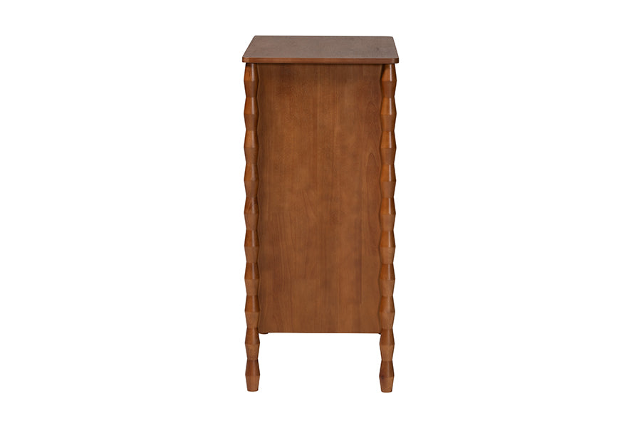 Baxton Studio Seamus 4-Drawer Chest with Carved Bobbin Frame