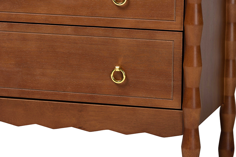 Baxton Studio Seamus 4-Drawer Chest with Carved Bobbin Frame