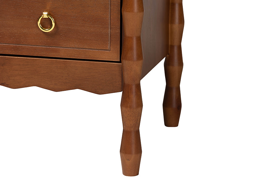 Baxton Studio Seamus 4-Drawer Chest with Carved Bobbin Frame