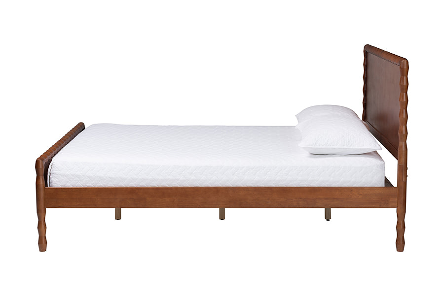 Baxton Studio Seamus Platform Bed with Carved Bobbin Frame, Queen