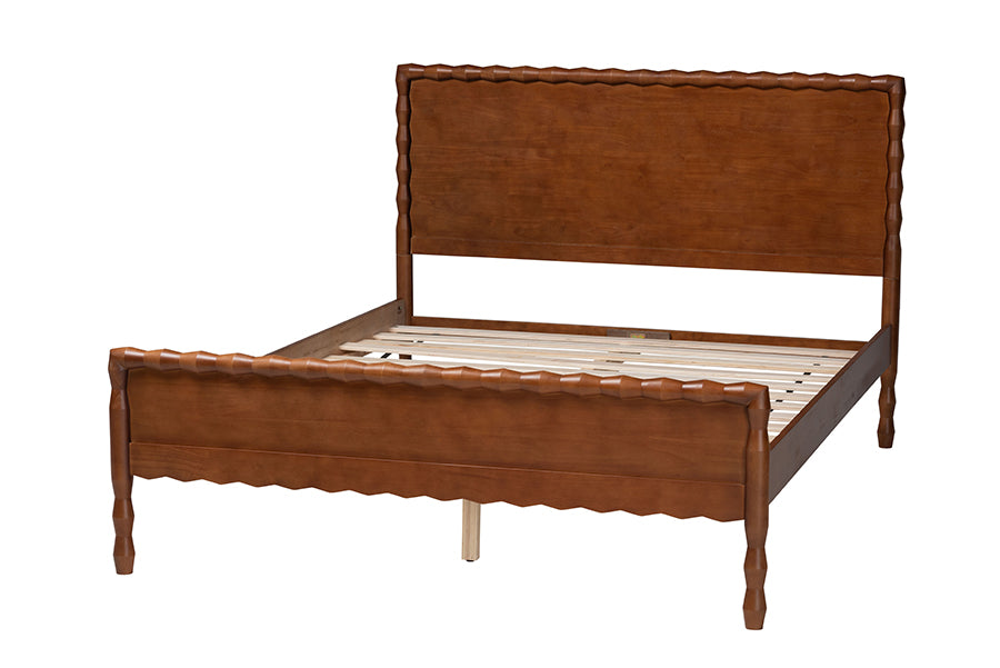Baxton Studio Seamus Platform Bed with Carved Bobbin Frame, Queen