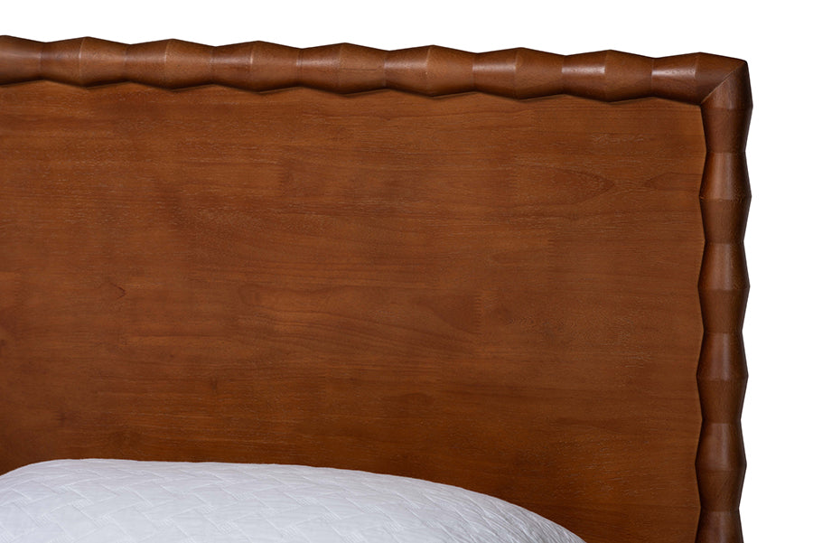 Baxton Studio Seamus Platform Bed with Carved Bobbin Frame, Queen