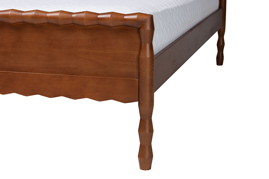 Baxton Studio Seamus Platform Bed with Carved Bobbin Frame, Queen