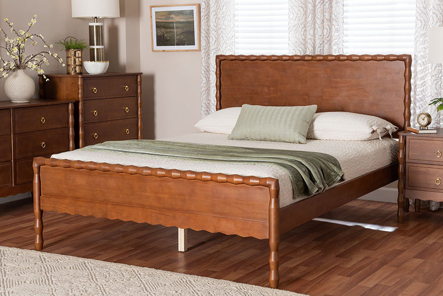 Baxton Studio Seamus Platform Bed with Carved Bobbin Frame, Queen