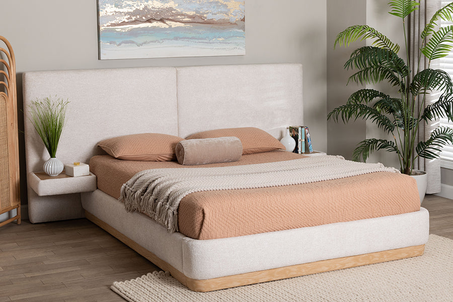 Baxton Studio Jacinta Platform Bed with Floating Nightstands, Queen