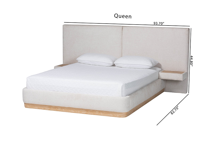 Baxton Studio Jacinta Platform Bed with Floating Nightstands, Queen
