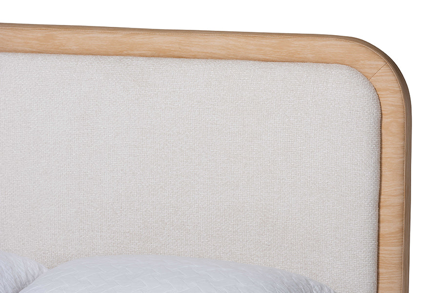 Baxton Studio Aiman Upholstered Platform Bed with Faux Leather Trim, Queen