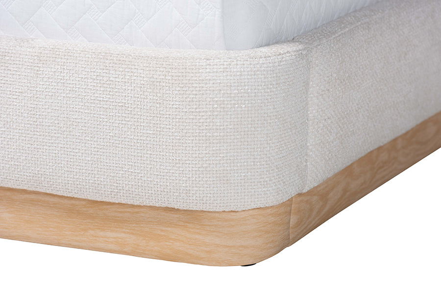 Baxton Studio Aiman Upholstered Platform Bed with Faux Leather Trim, Queen