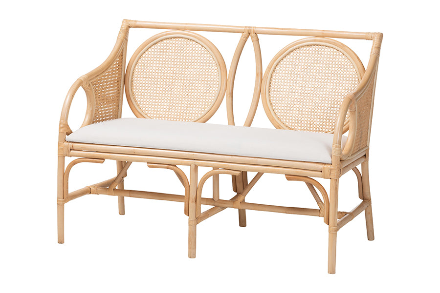 bali & pari Matt Natural Rattan Loveseat with Cane Backrest