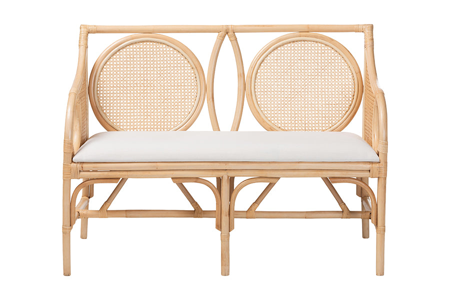 bali & pari Matt Natural Rattan Loveseat with Cane Backrest