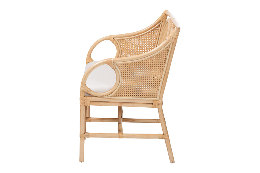 bali & pari Matt Natural Rattan Loveseat with Cane Backrest