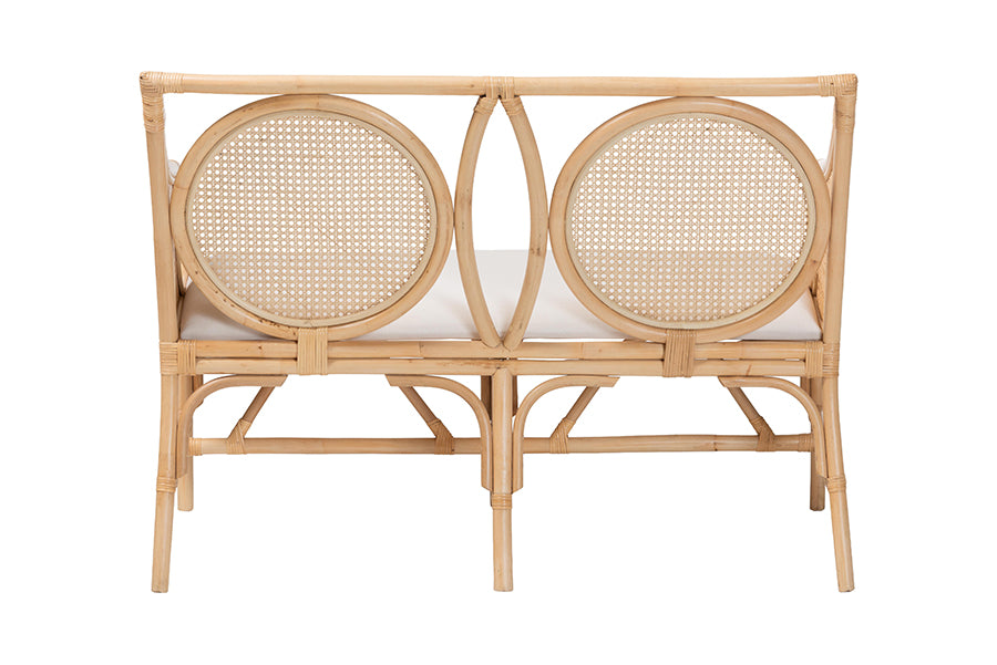 bali & pari Matt Natural Rattan Loveseat with Cane Backrest