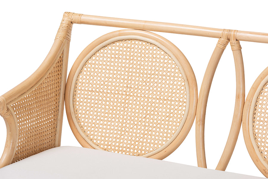 bali & pari Matt Natural Rattan Loveseat with Cane Backrest