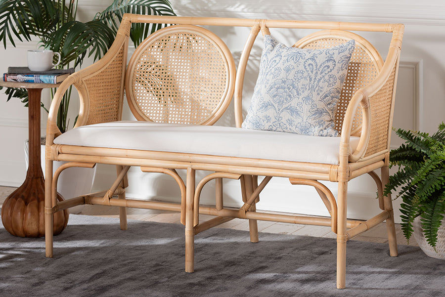 bali & pari Matt Natural Rattan Loveseat with Cane Backrest