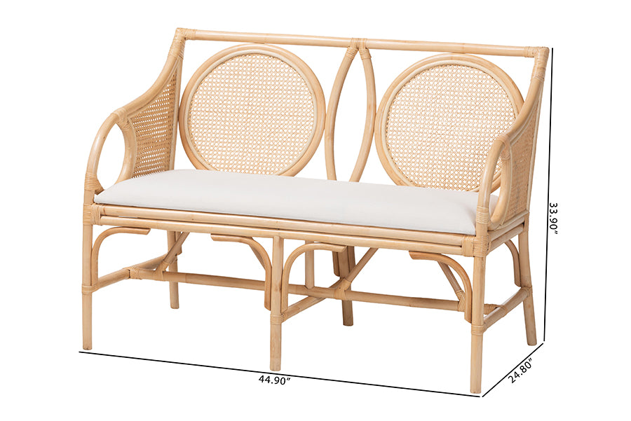 bali & pari Matt Natural Rattan Loveseat with Cane Backrest