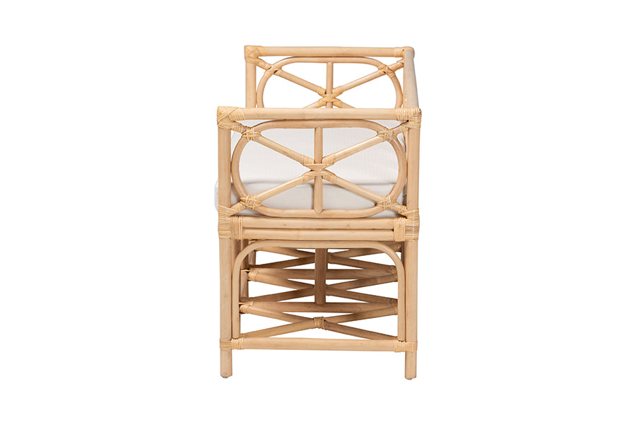 bali & pari Theo Natural Rattan Accent Bench with Removable Cushion