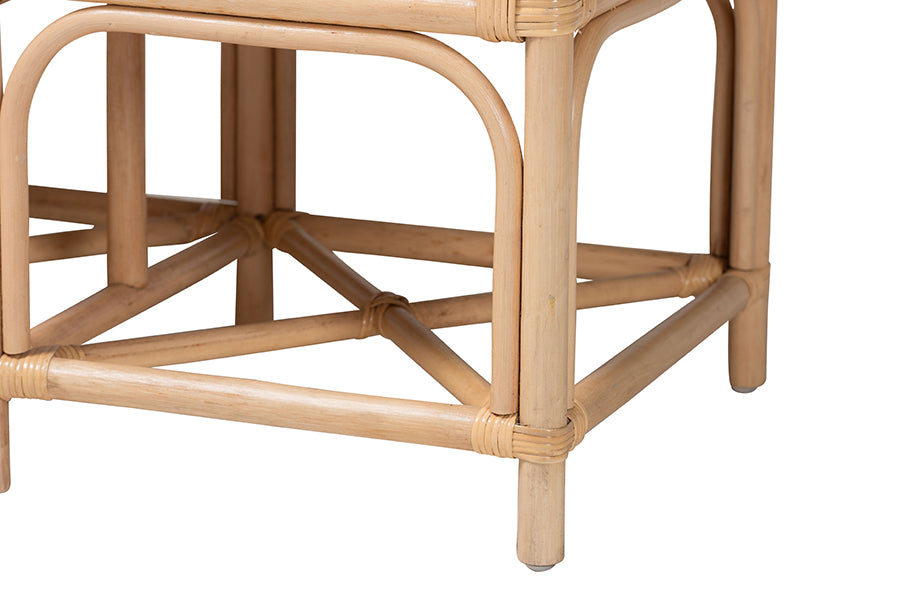 bali & pari Theo Natural Rattan Accent Bench with Removable Cushion