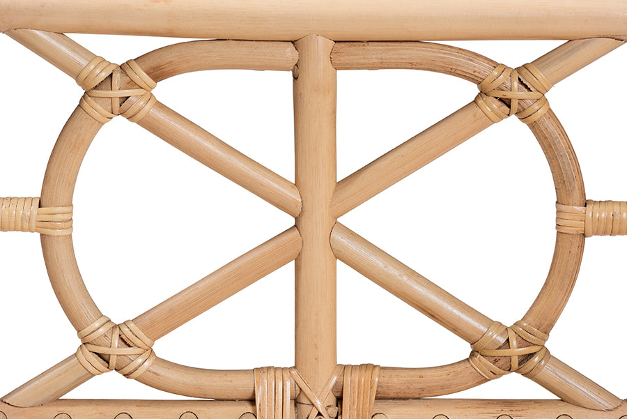 bali & pari Theo Natural Rattan Accent Bench with Removable Cushion