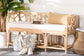 bali & pari Theo Natural Rattan Accent Bench with Removable Cushion