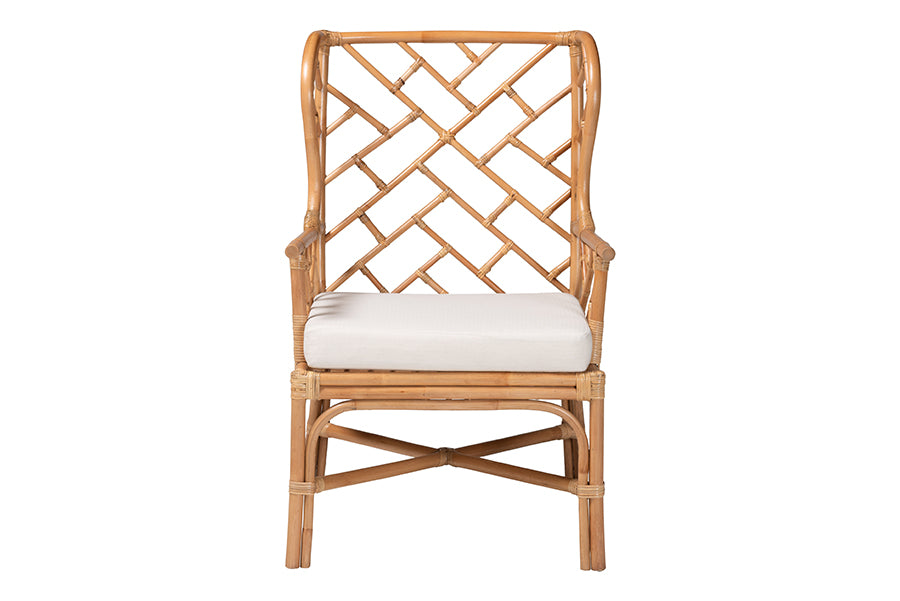 bali & pari Ray Natural Rattan Wingback Armchair with Removable Cushion