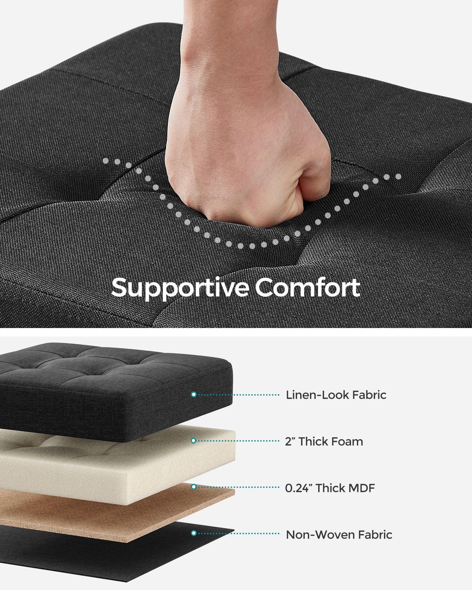 15"D x 15"W x 15.7"H Storage Ottoman Black FredCo