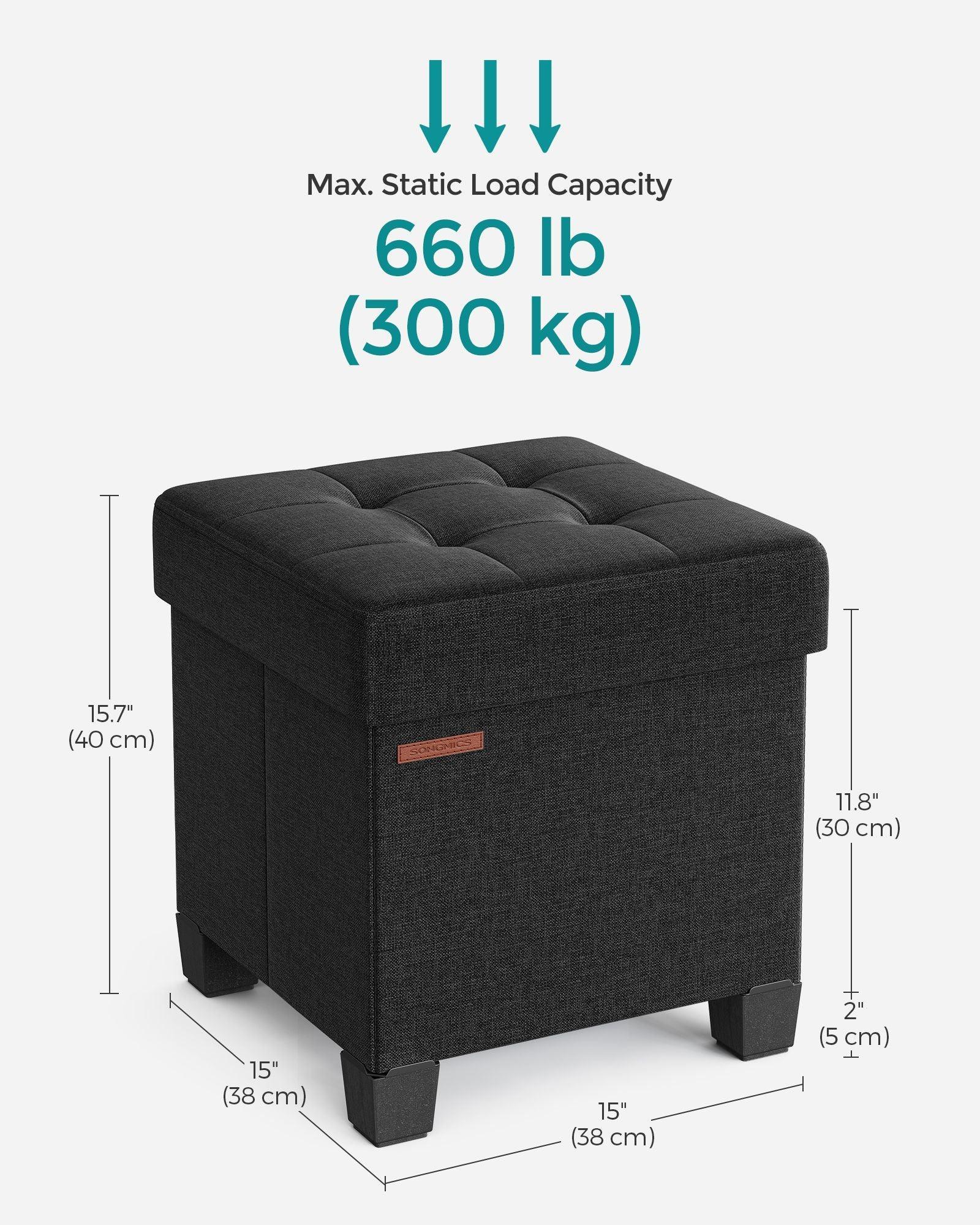 15"D x 15"W x 15.7"H Storage Ottoman Black FredCo