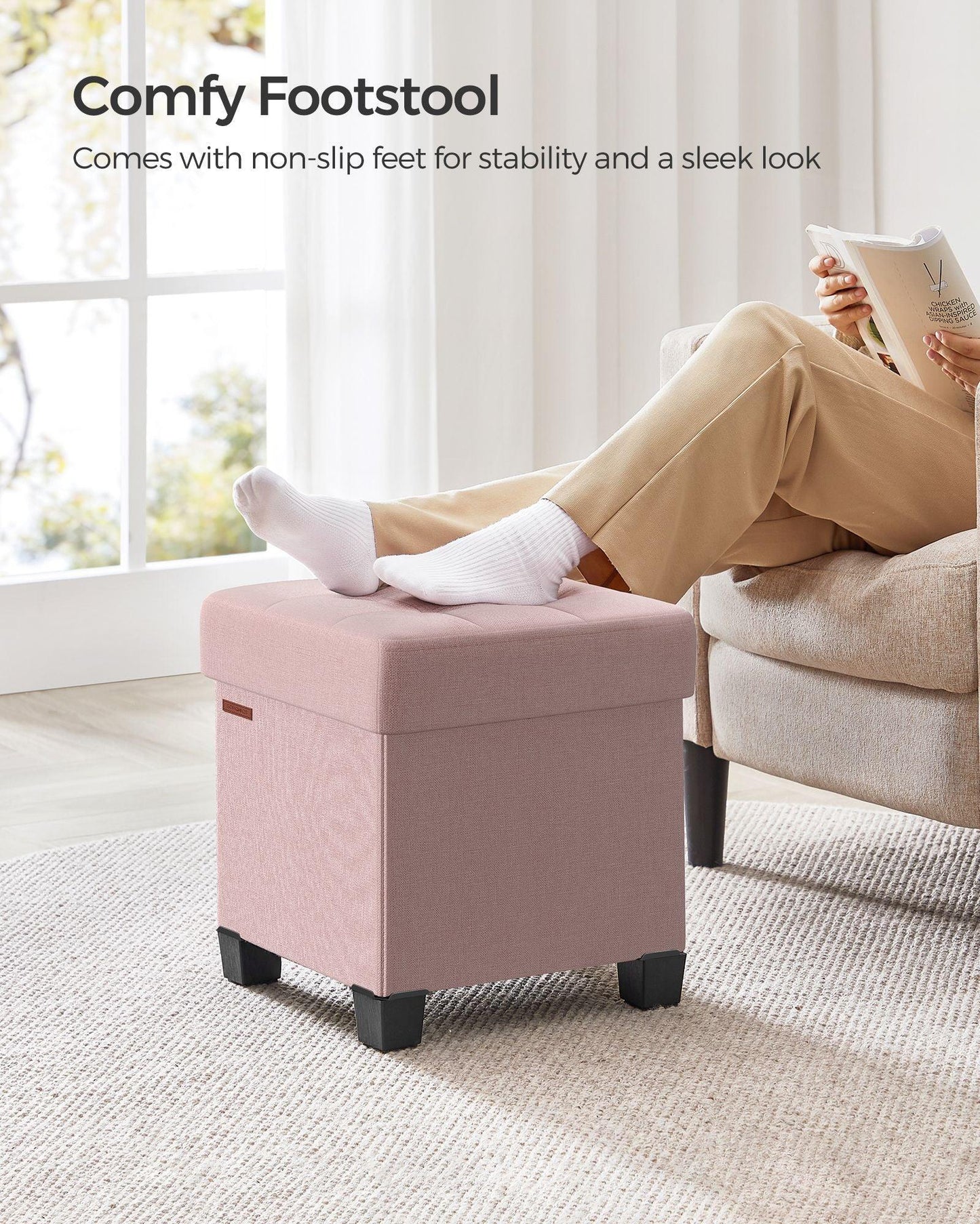 15"D x 15"W x 15.7"H Storage Ottoman Jelly Pink FredCo