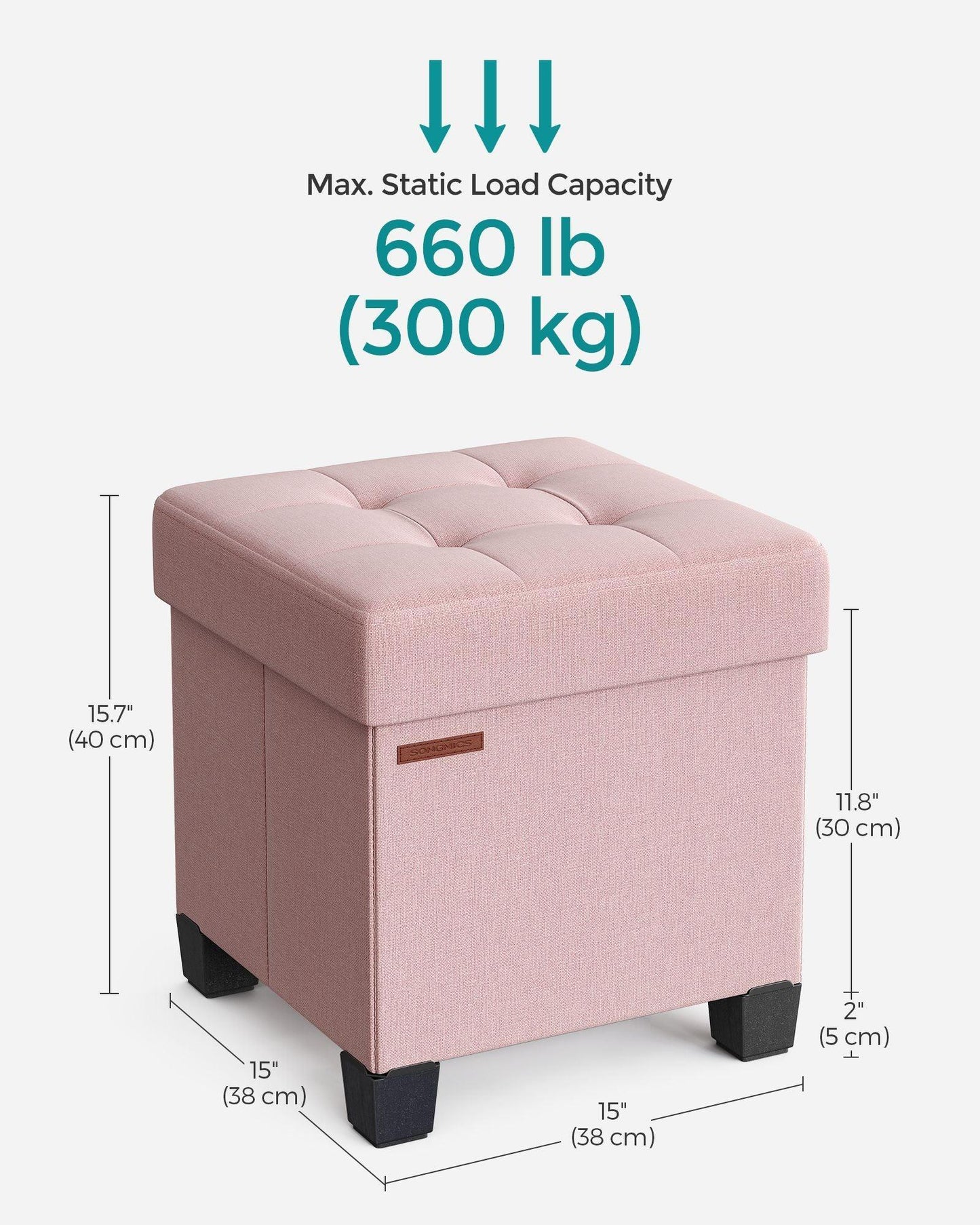15"D x 15"W x 15.7"H Storage Ottoman Jelly Pink FredCo