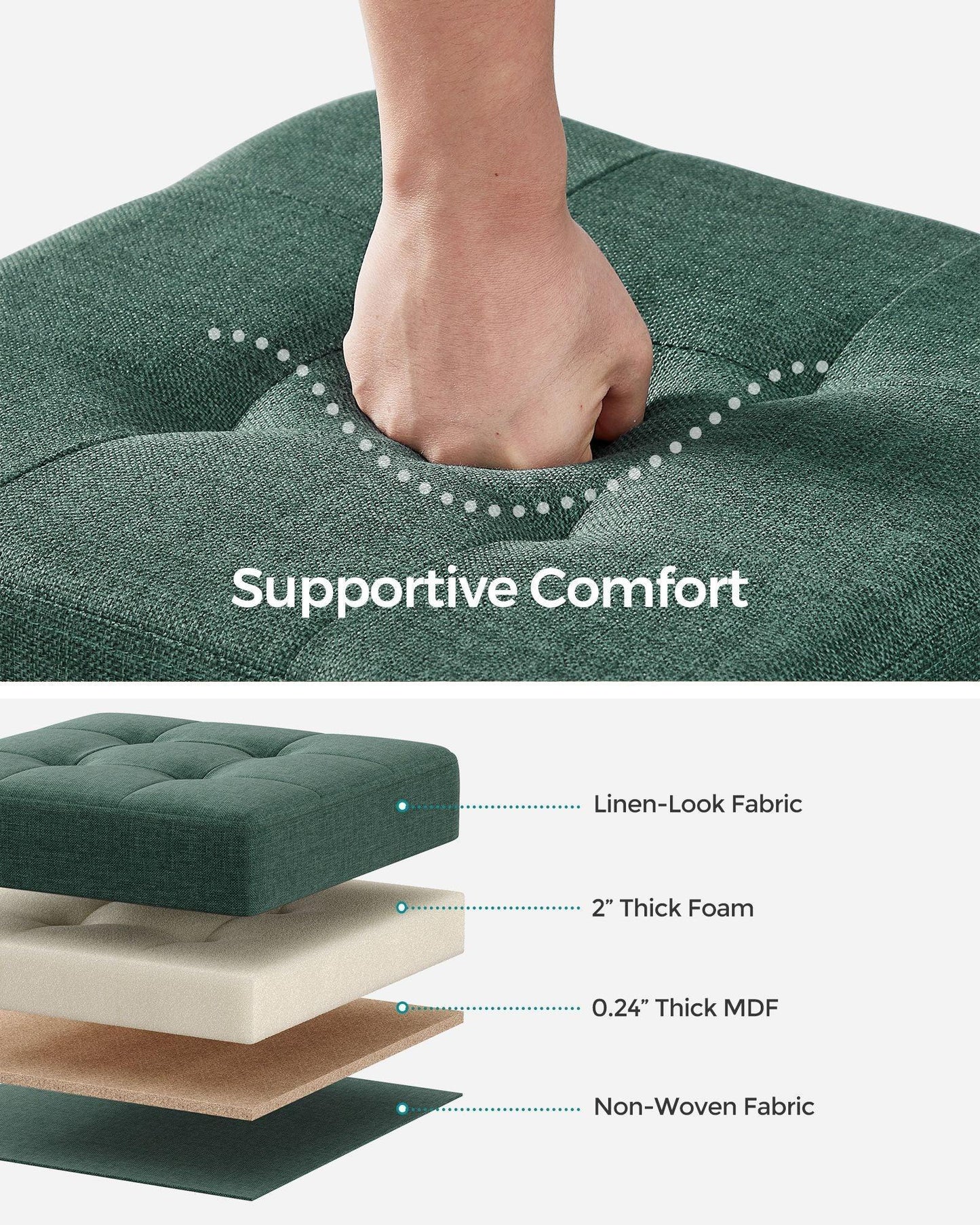 15"D x 15"W x 15.7"H Storage Ottoman Retro Green FredCo