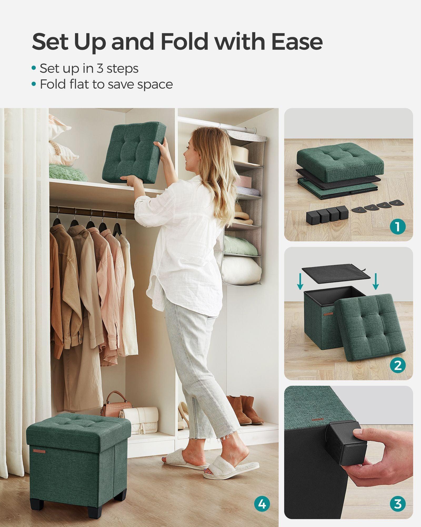 15"D x 15"W x 15.7"H Storage Ottoman Retro Green FredCo