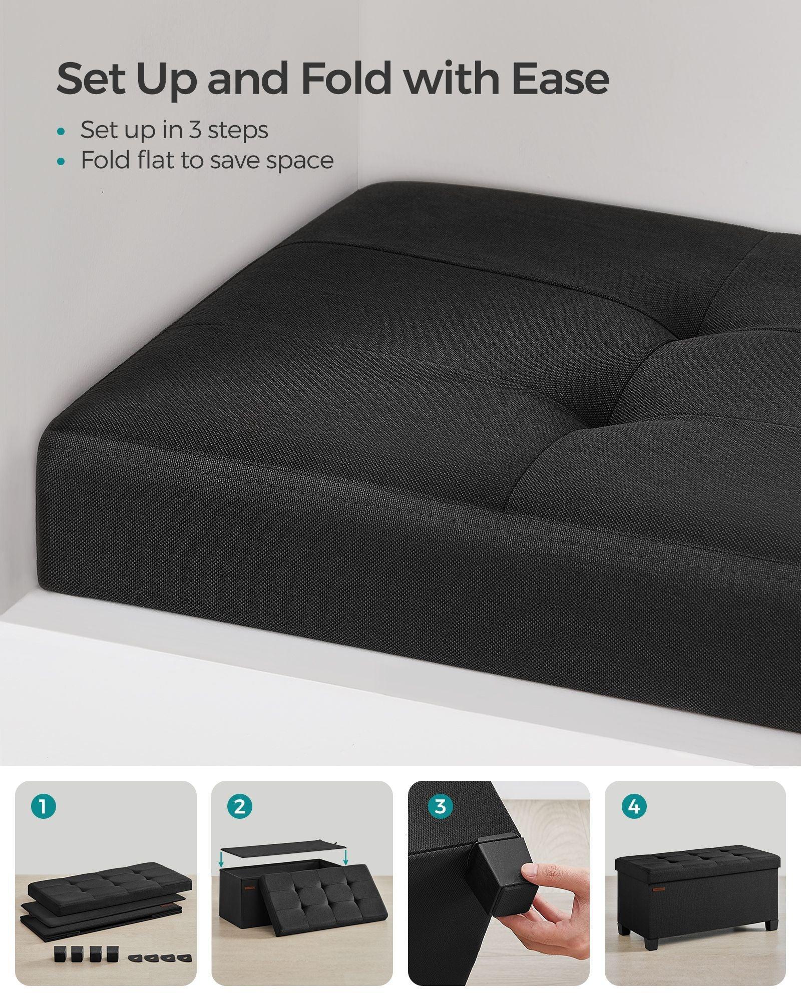 15"D x 30"W x 15.7"H Storage Ottoman Black FredCo