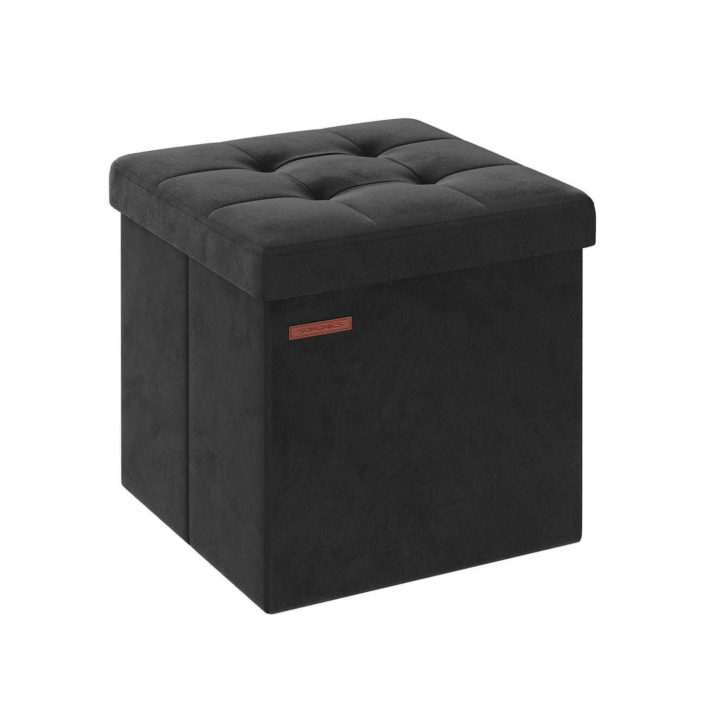 15" x 15" x 15" Foldable Storage Ottoman Bench Ink Black FredCo