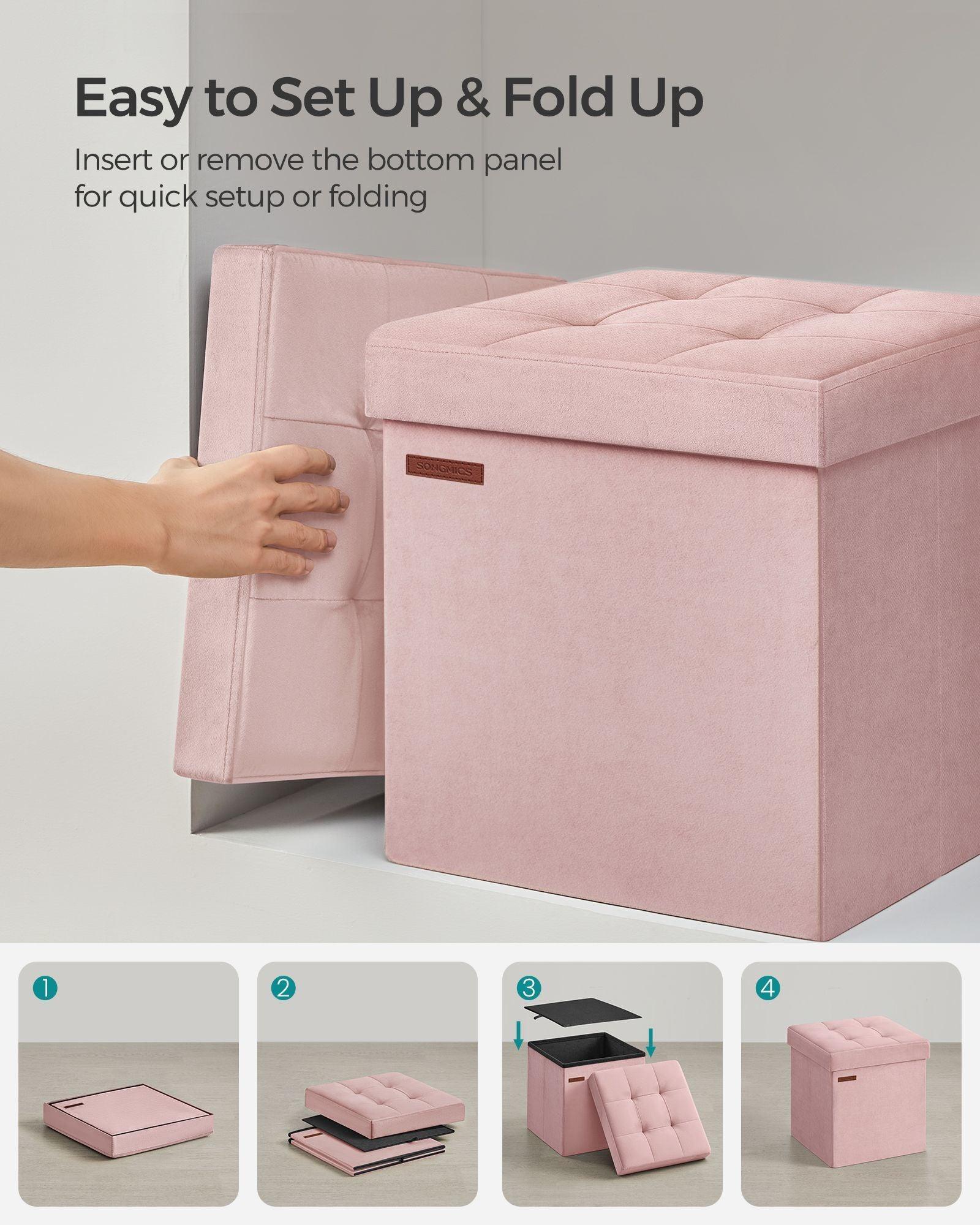 15" x 15" x 15" Foldable Storage Ottoman Bench Jelly Pink FredCo