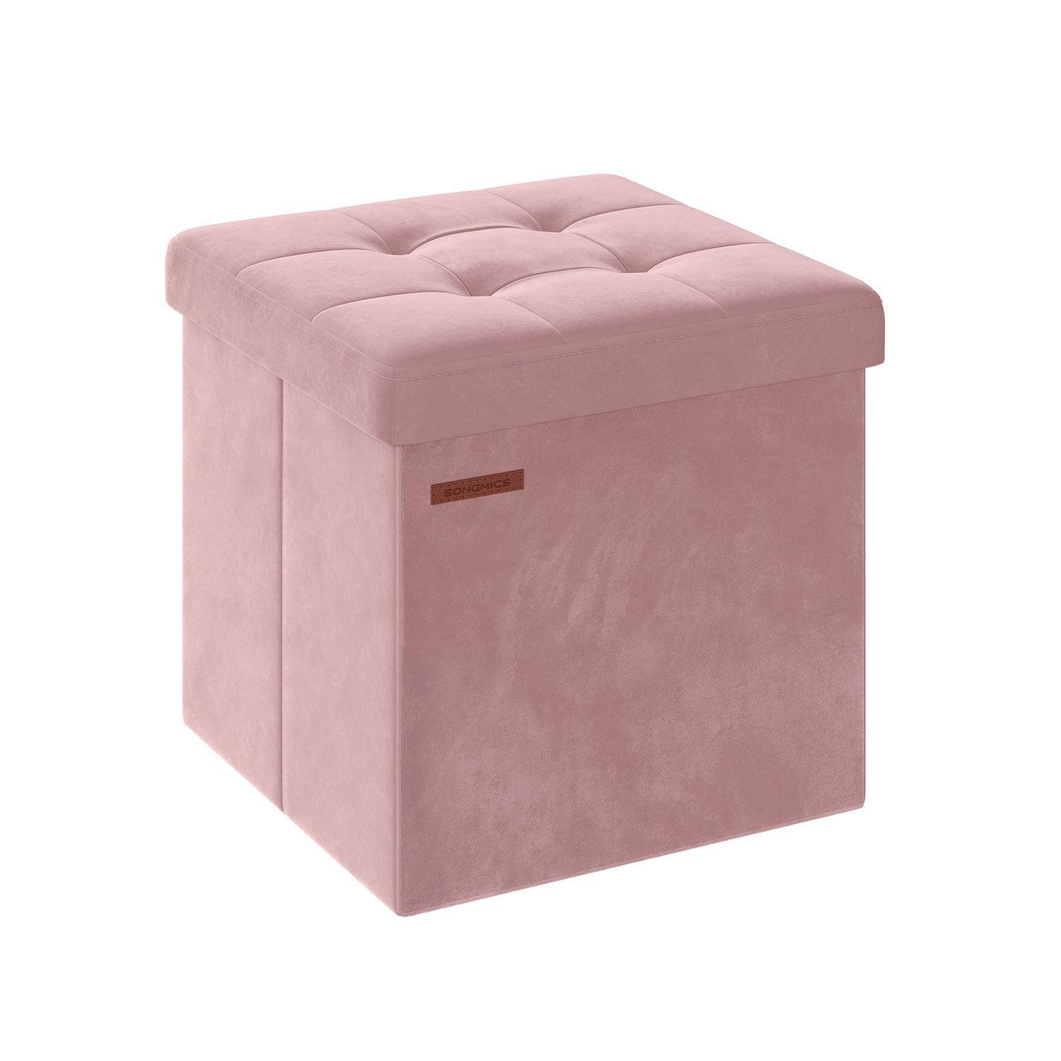 15" x 15" x 15" Foldable Storage Ottoman Bench Jelly Pink FredCo