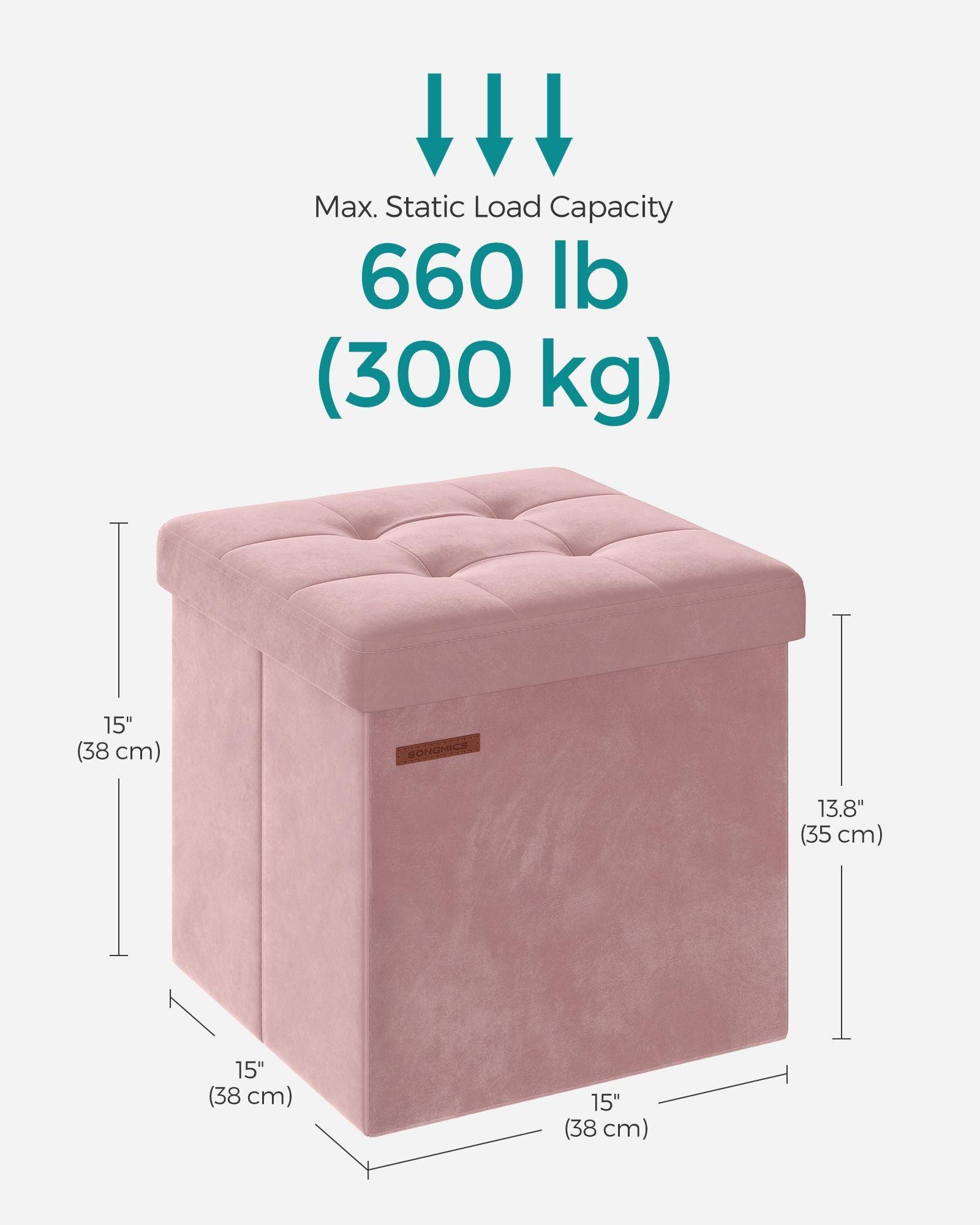 15" x 15" x 15" Foldable Storage Ottoman Bench Jelly Pink FredCo