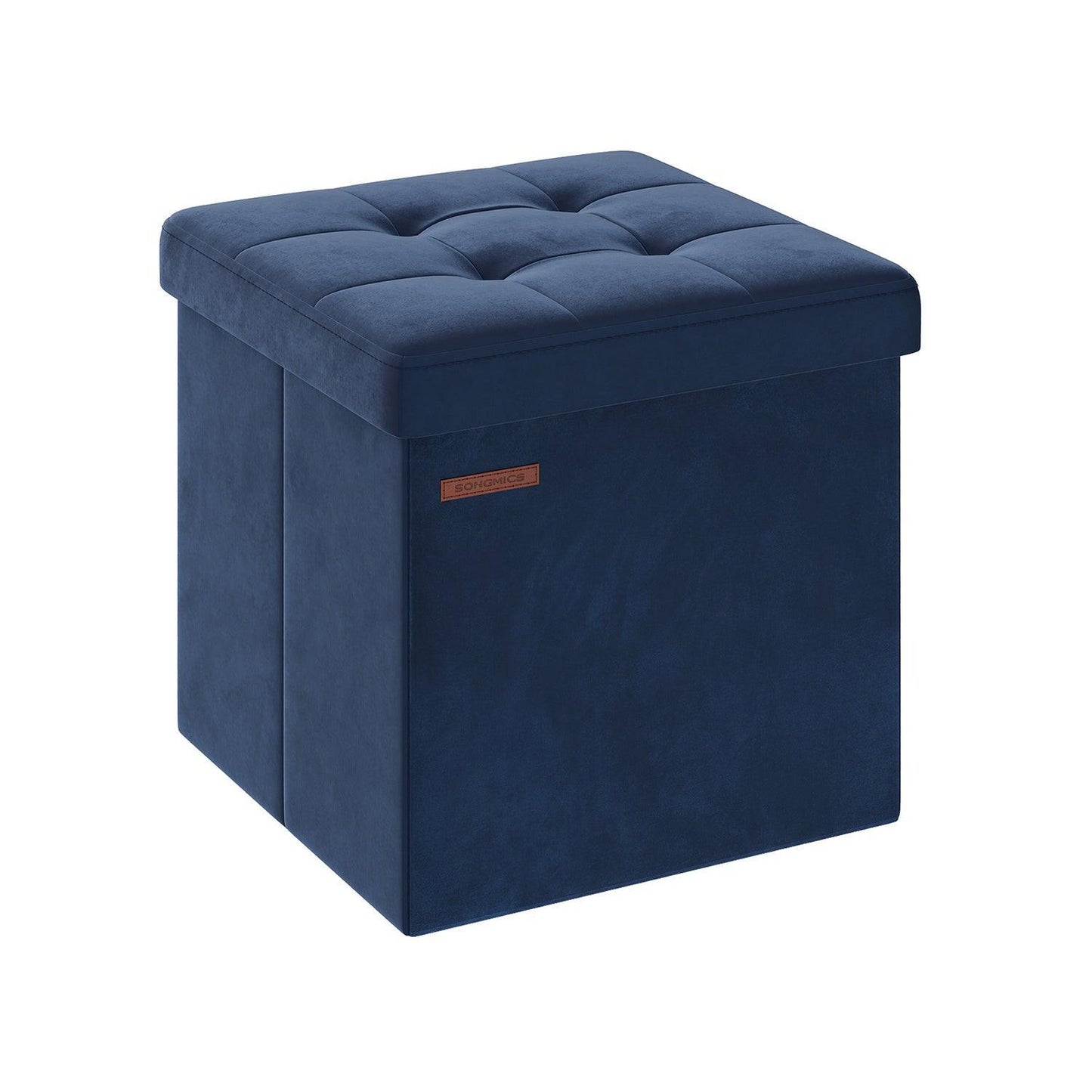 15" x 15" x 15" Foldable Storage Ottoman Bench Midnight Blue FredCo