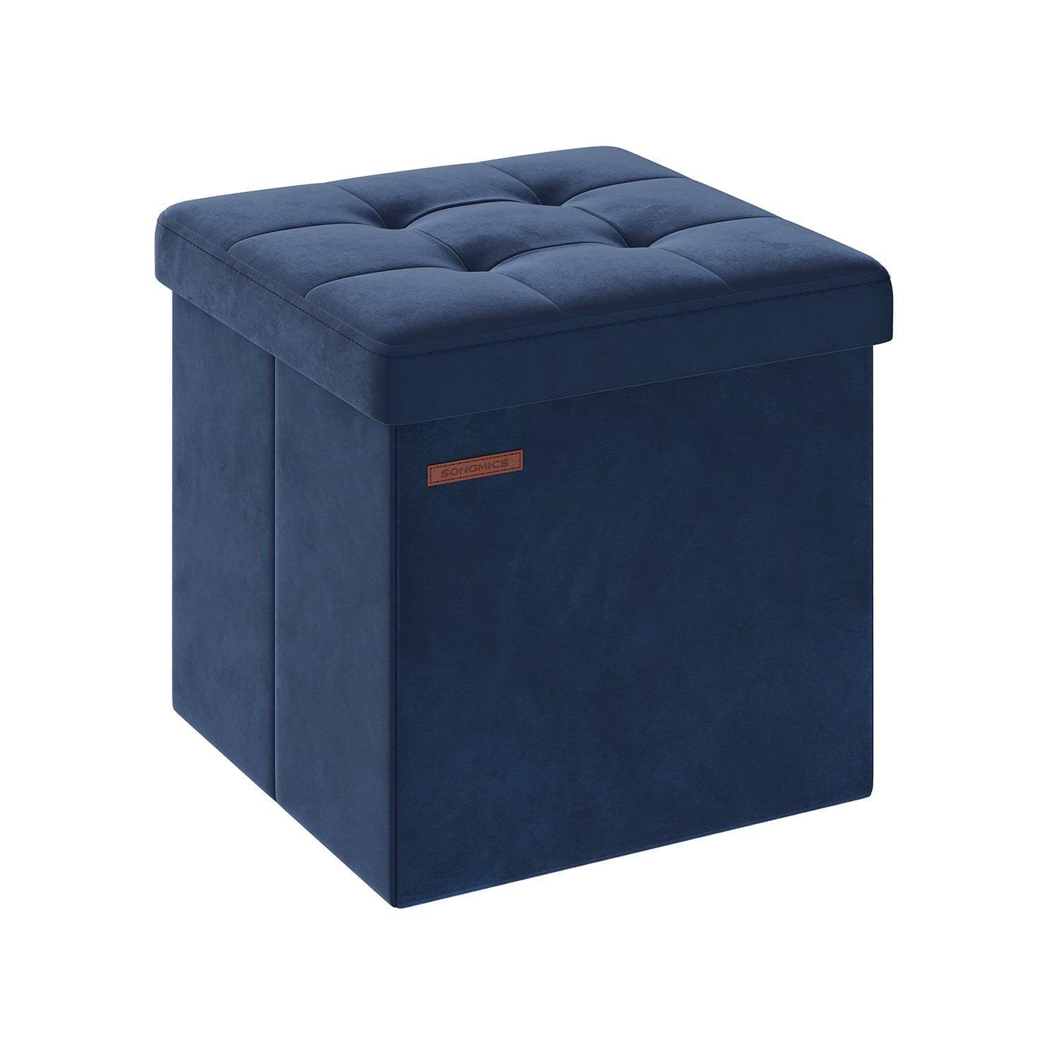 15" x 15" x 15" Foldable Storage Ottoman Bench Midnight Blue FredCo