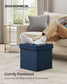 15" x 15" x 15" Foldable Storage Ottoman Bench Midnight Blue FredCo