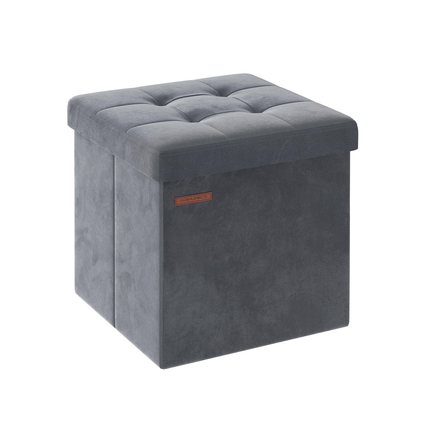 15" x 15" x 15" Foldable Storage Ottoman Bench Slate Gray FredCo