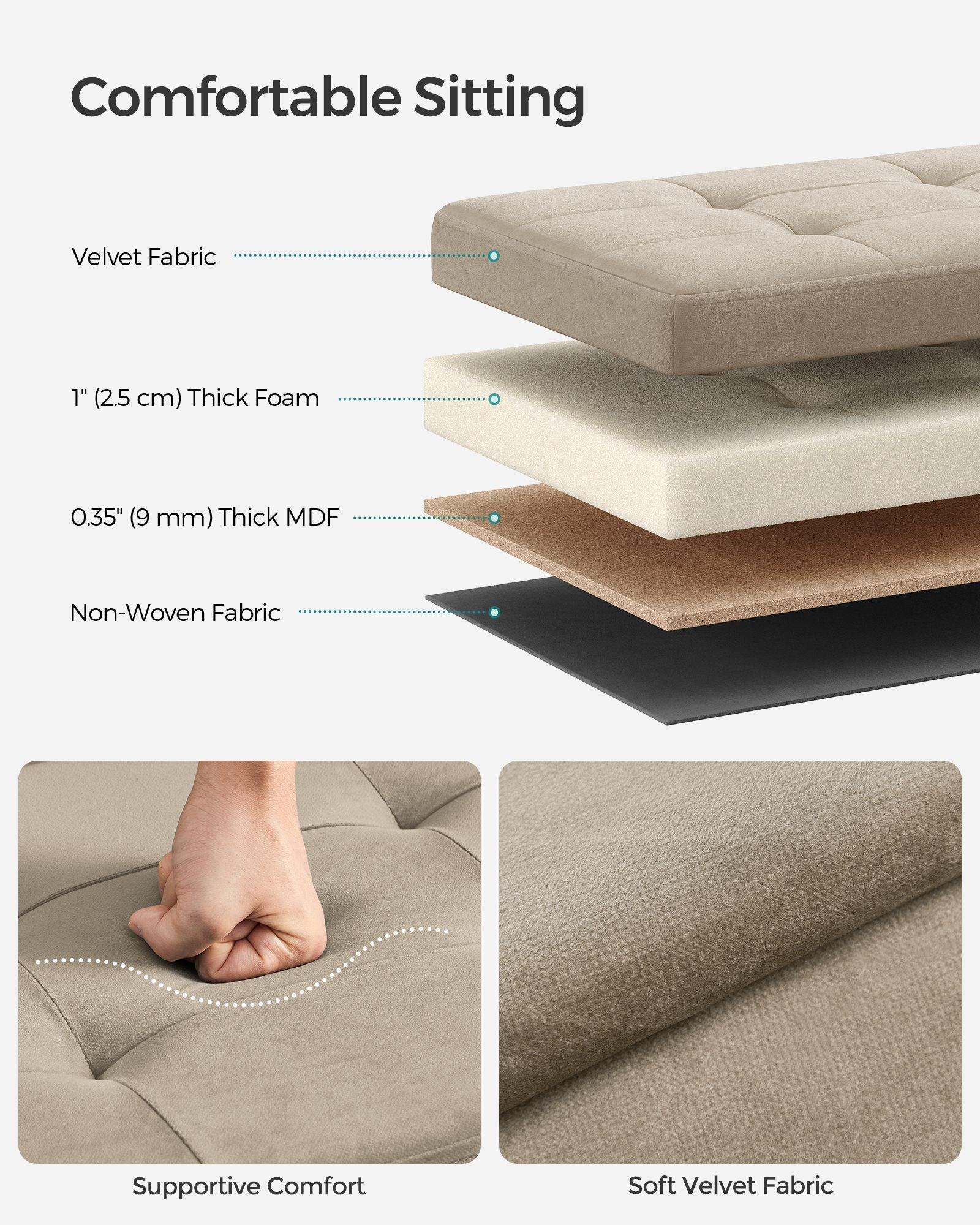 15" x 30" x 15" Foldable Storage Ottoman Bench Camel Brown FredCo